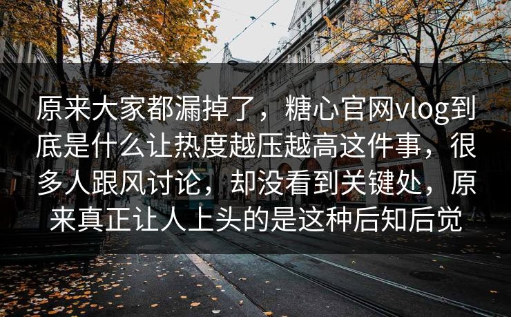 原来大家都漏掉了，糖心官网vlog到底是什么让热度越压越高这件事，很多人跟风讨论，却没看到关键处，原来真正让人上头的是这种后知后觉