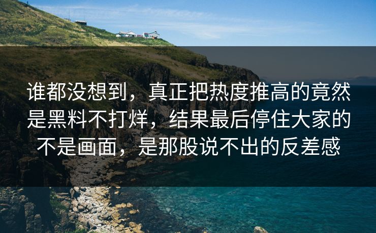 谁都没想到，真正把热度推高的竟然是黑料不打烊，结果最后停住大家的不是画面，是那股说不出的反差感