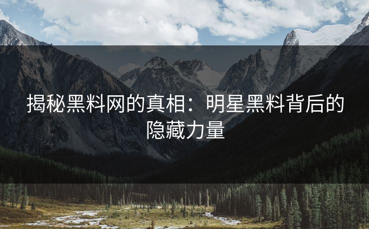 揭秘黑料网的真相：明星黑料背后的隐藏力量