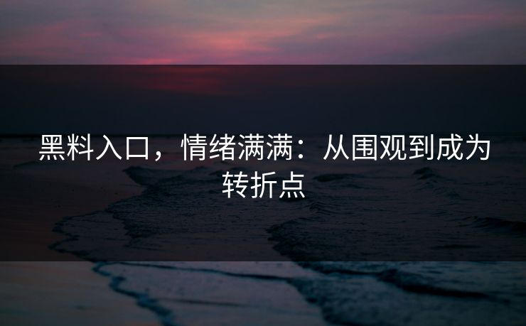 黑料入口，情绪满满：从围观到成为转折点