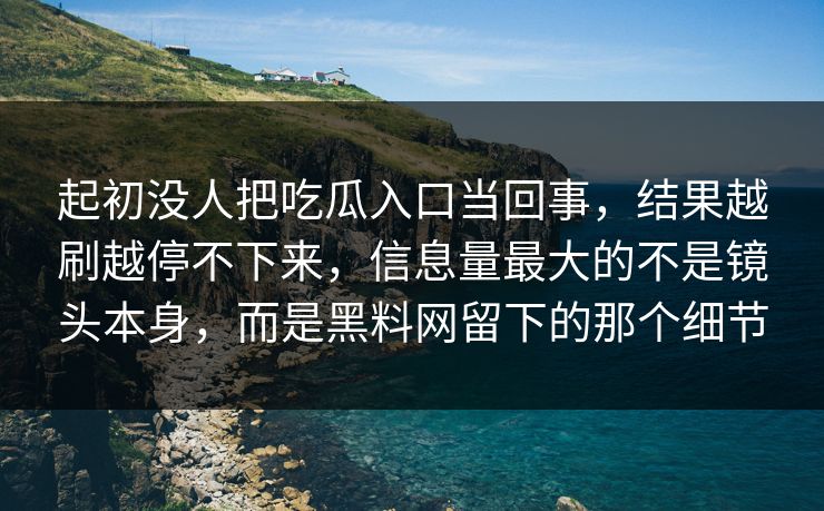 起初没人把吃瓜入口当回事，结果越刷越停不下来，信息量最大的不是镜头本身，而是黑料网留下的那个细节